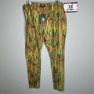 L&B 3X Cactus print leggings orange & green plus